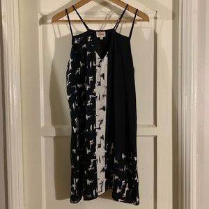 parker black, white and blue shift dress